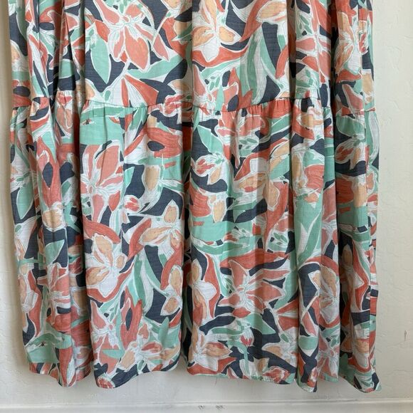 Nine West 2X Tiered Tropical Floral Maxi Halter Dress Resort Wear Beach Vacation - Picture 3 of 14